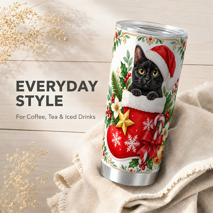 #pl[20oz|Steel] Black Cat 20oz Tumbler, Christmas Tumbler, Stainless Steel Travel Cup