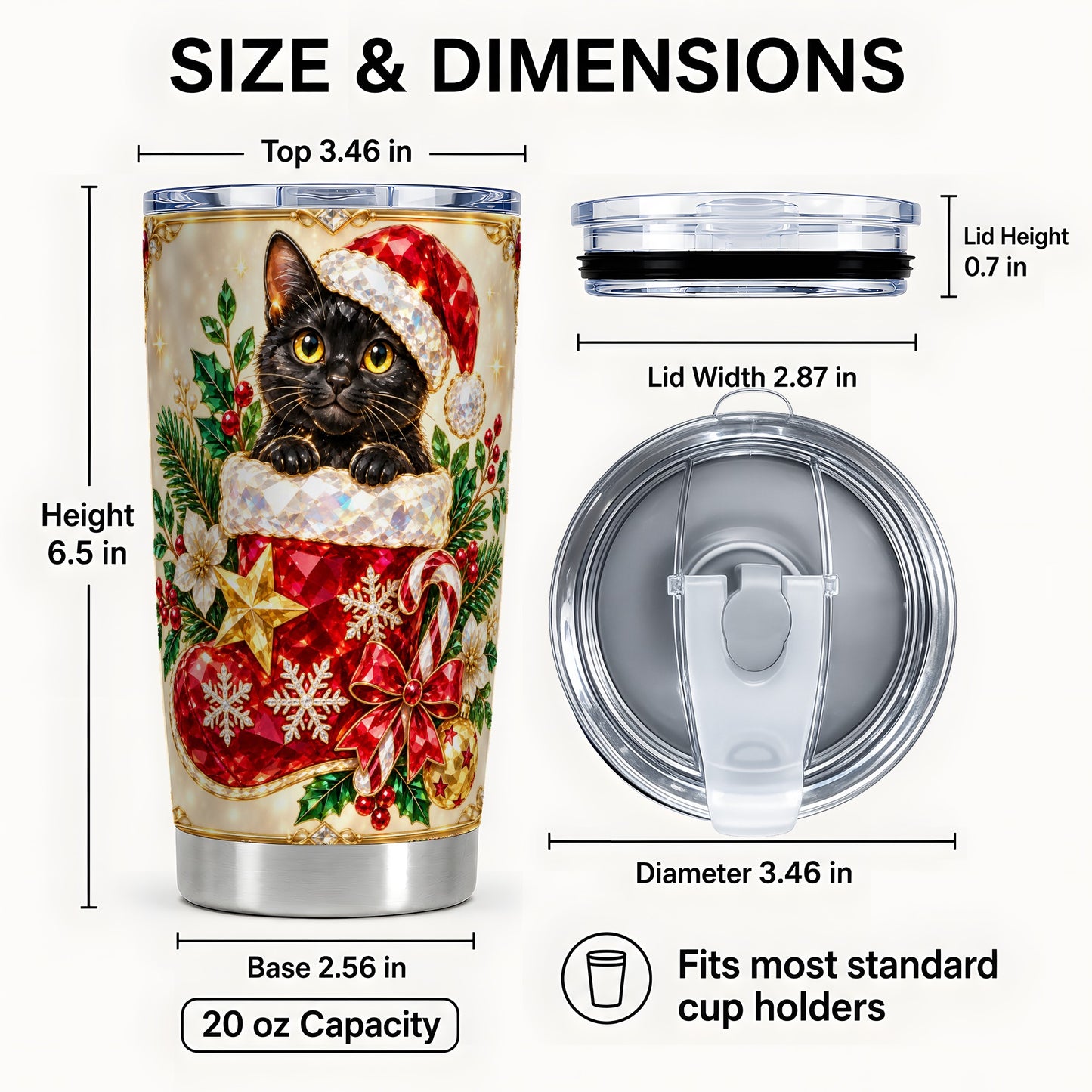 #pl[20oz|Steel] Jeweled Cat 20oz Tumbler, Christmas Tumbler, Stainless Steel Travel Cup