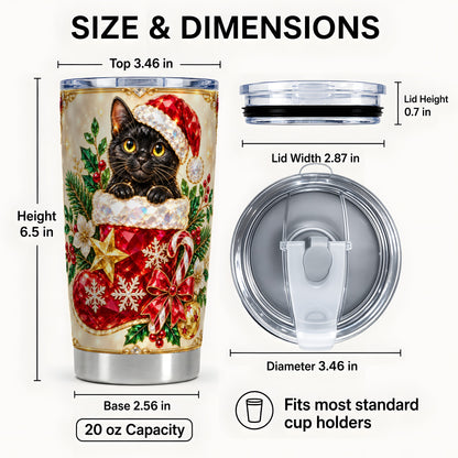 #pl[20oz|Steel] Jeweled Cat 20oz Tumbler, Christmas Tumbler, Stainless Steel Travel Cup