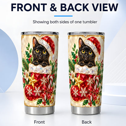 #pl[20oz|Steel] Jeweled Cat 20oz Tumbler, Christmas Tumbler, Stainless Steel Travel Cup