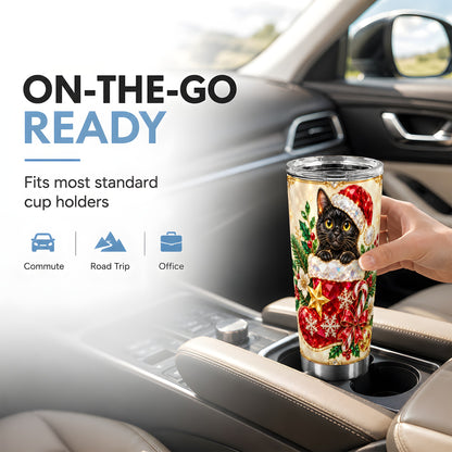 #pl[20oz|Steel] Jeweled Cat 20oz Tumbler, Christmas Tumbler, Stainless Steel Travel Cup