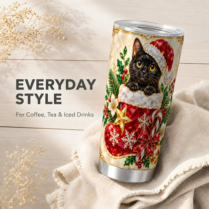 #pl[20oz|Steel] Jeweled Cat 20oz Tumbler, Christmas Tumbler, Stainless Steel Travel Cup