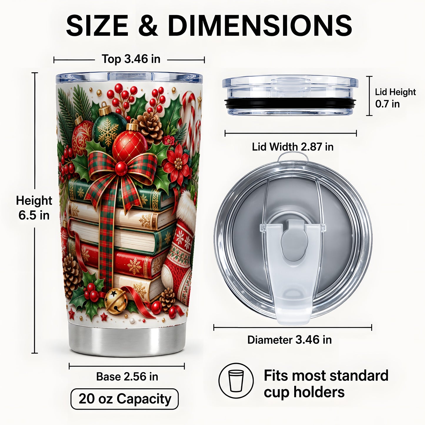 #pl[20oz|Steel] Christmas Books 20oz Tumbler, Holiday Tumbler, Stainless Steel Travel Cup