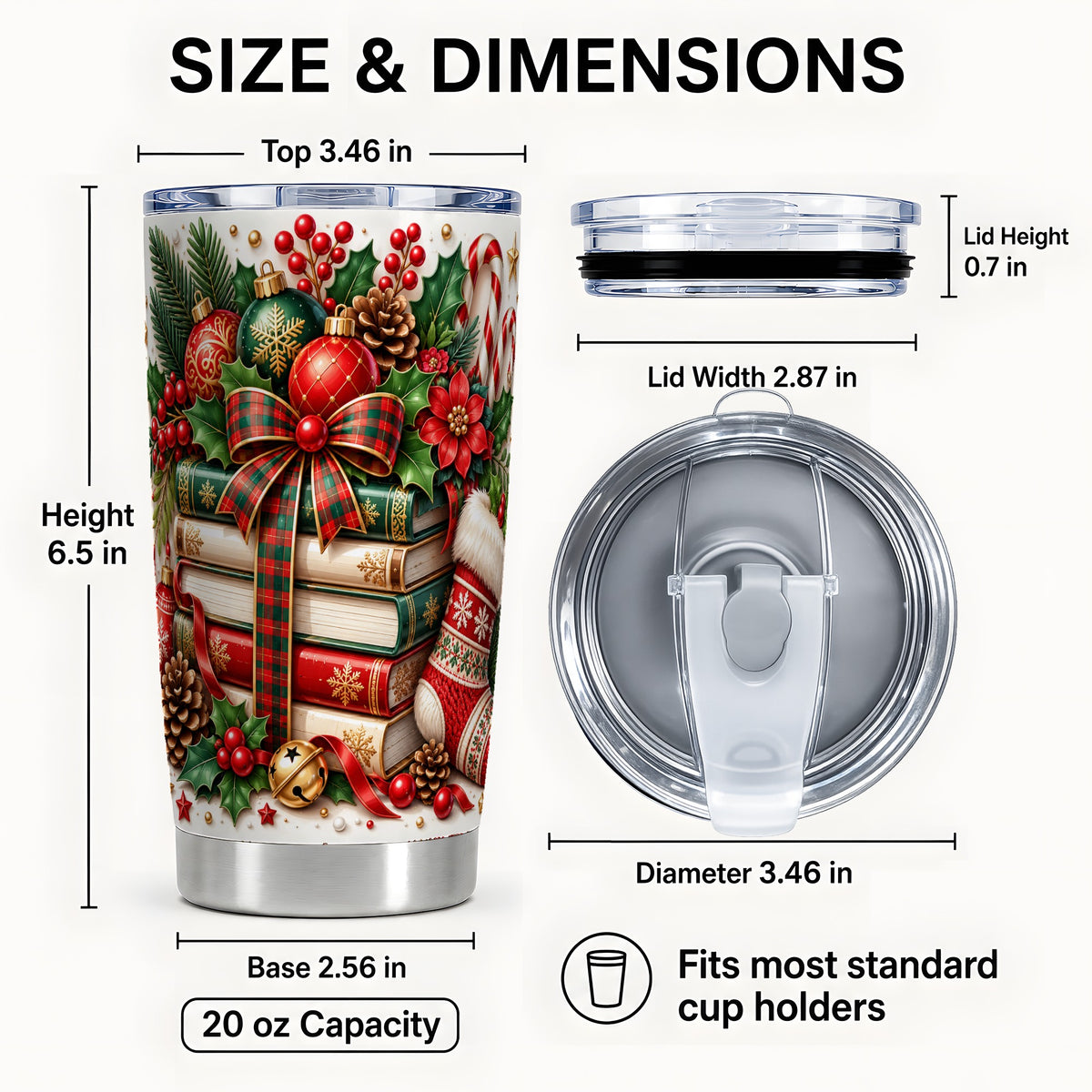 #pl[20oz|Steel] Christmas Books 20oz Tumbler, Holiday Tumbler, Stainless Steel Travel Cup