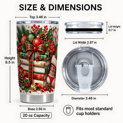 #pl[20oz|Steel] Christmas Books 20oz Tumbler, Holiday Tumbler, Stainless Steel Travel Cup