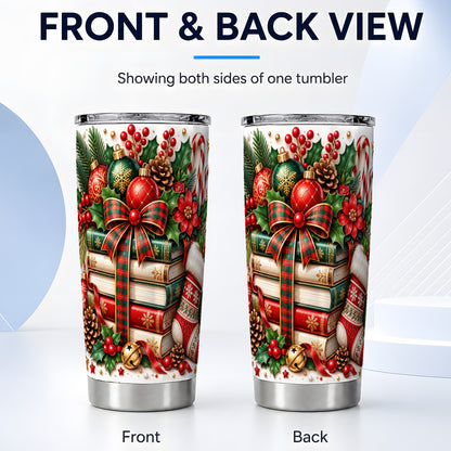 #pl[20oz|Steel] Christmas Books 20oz Tumbler, Holiday Tumbler, Stainless Steel Travel Cup