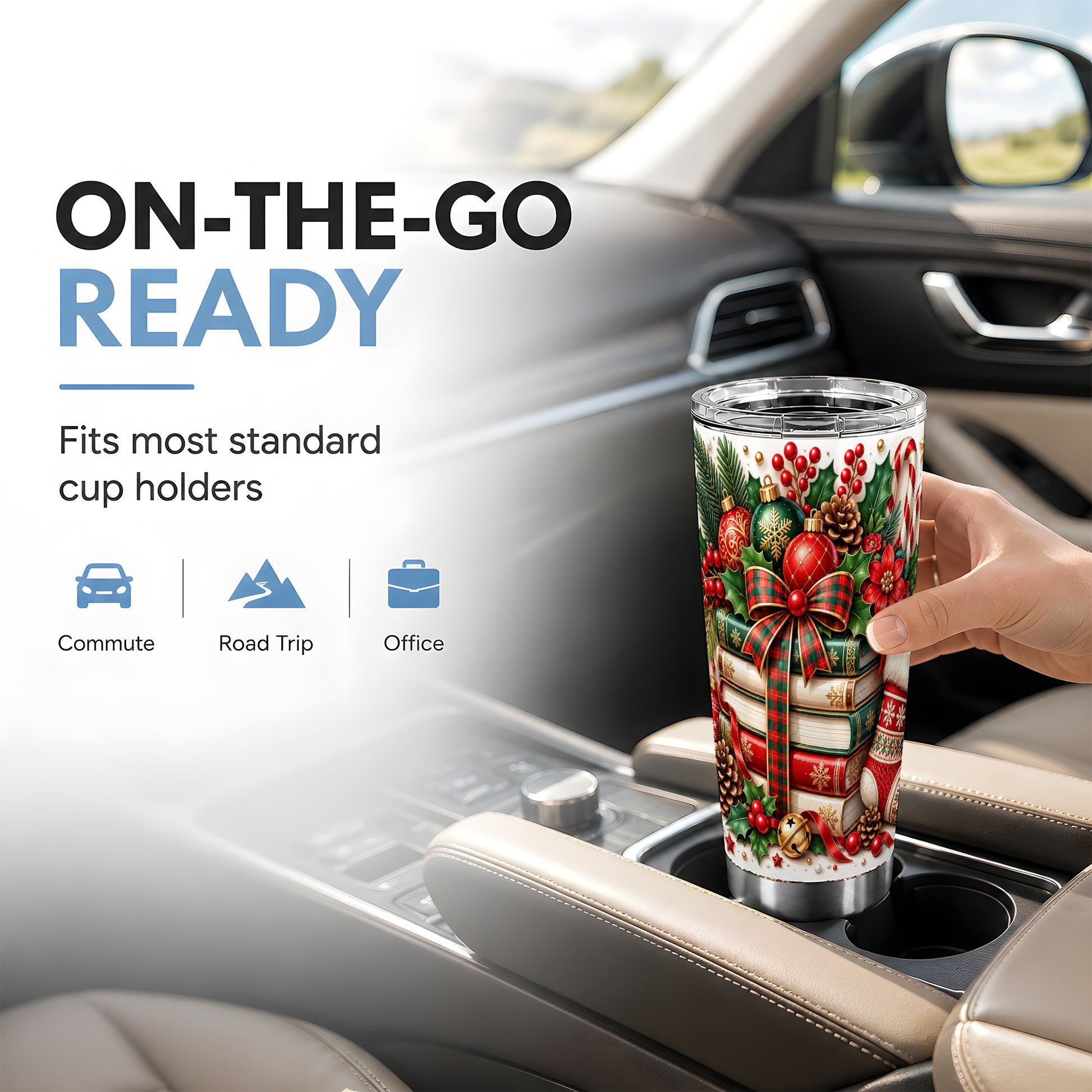 #pl[20oz|Steel] Christmas Books 20oz Tumbler, Holiday Tumbler, Stainless Steel Travel Cup