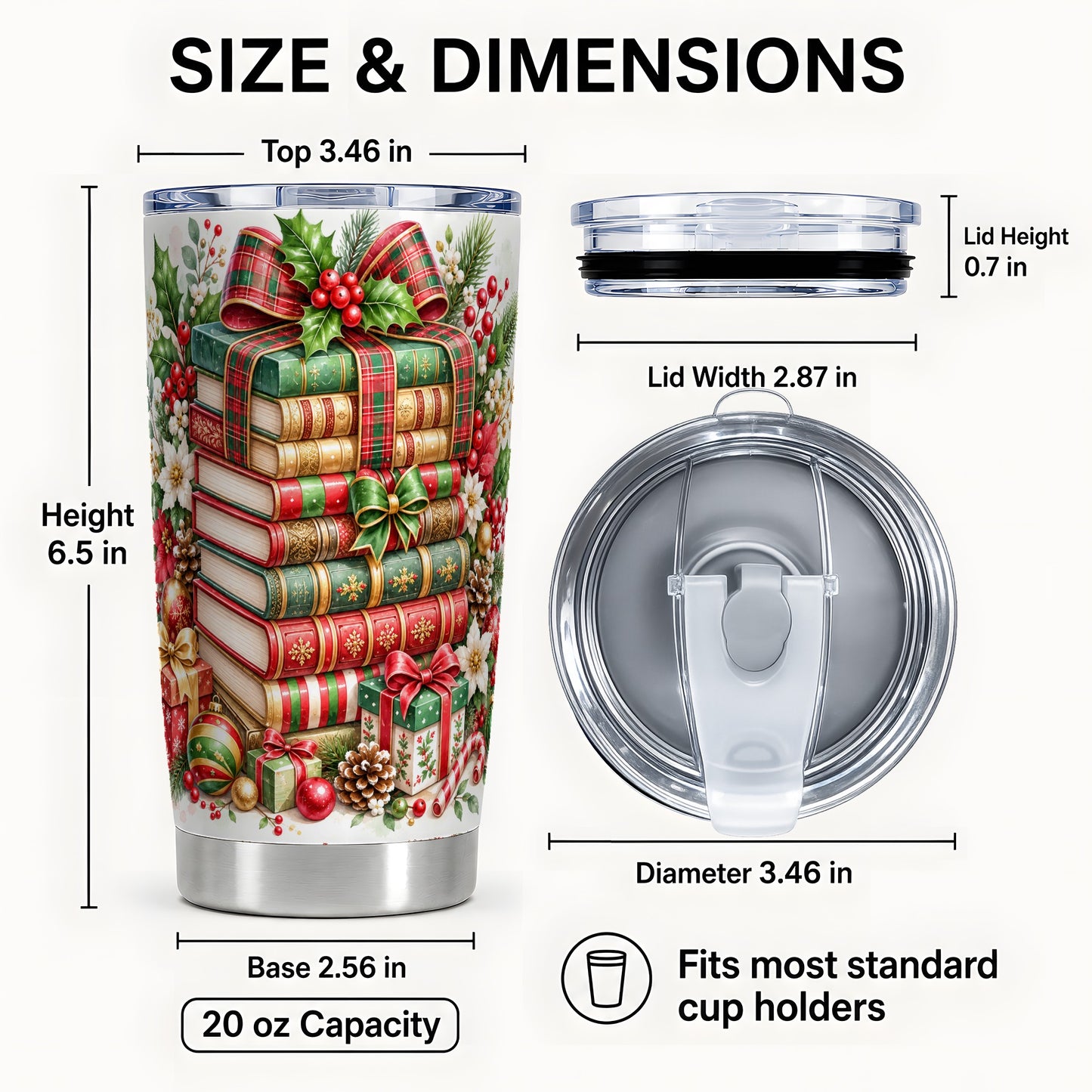 #pl[20oz|Steel] Watercolor Books 20oz Tumbler, Holiday Tumbler, Stainless Steel Travel Cup
