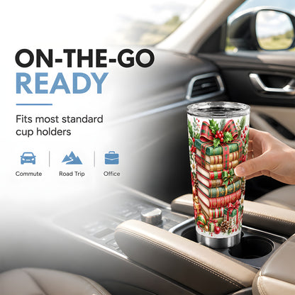 #pl[20oz|Steel] Watercolor Books 20oz Tumbler, Holiday Tumbler, Stainless Steel Travel Cup