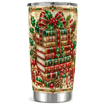 Gemlike Books 20oz Tumbler, Holiday Tumbler, Stainless Steel Travel Cup