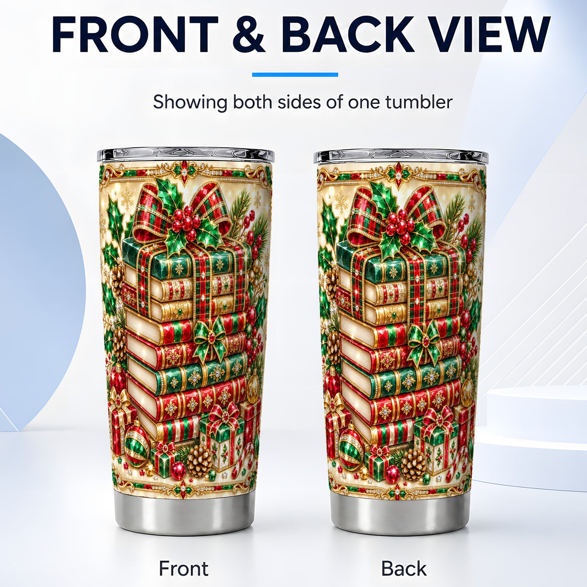#pl[20oz|Steel] Gemlike Books 20oz Tumbler, Holiday Tumbler, Stainless Steel Travel Cup