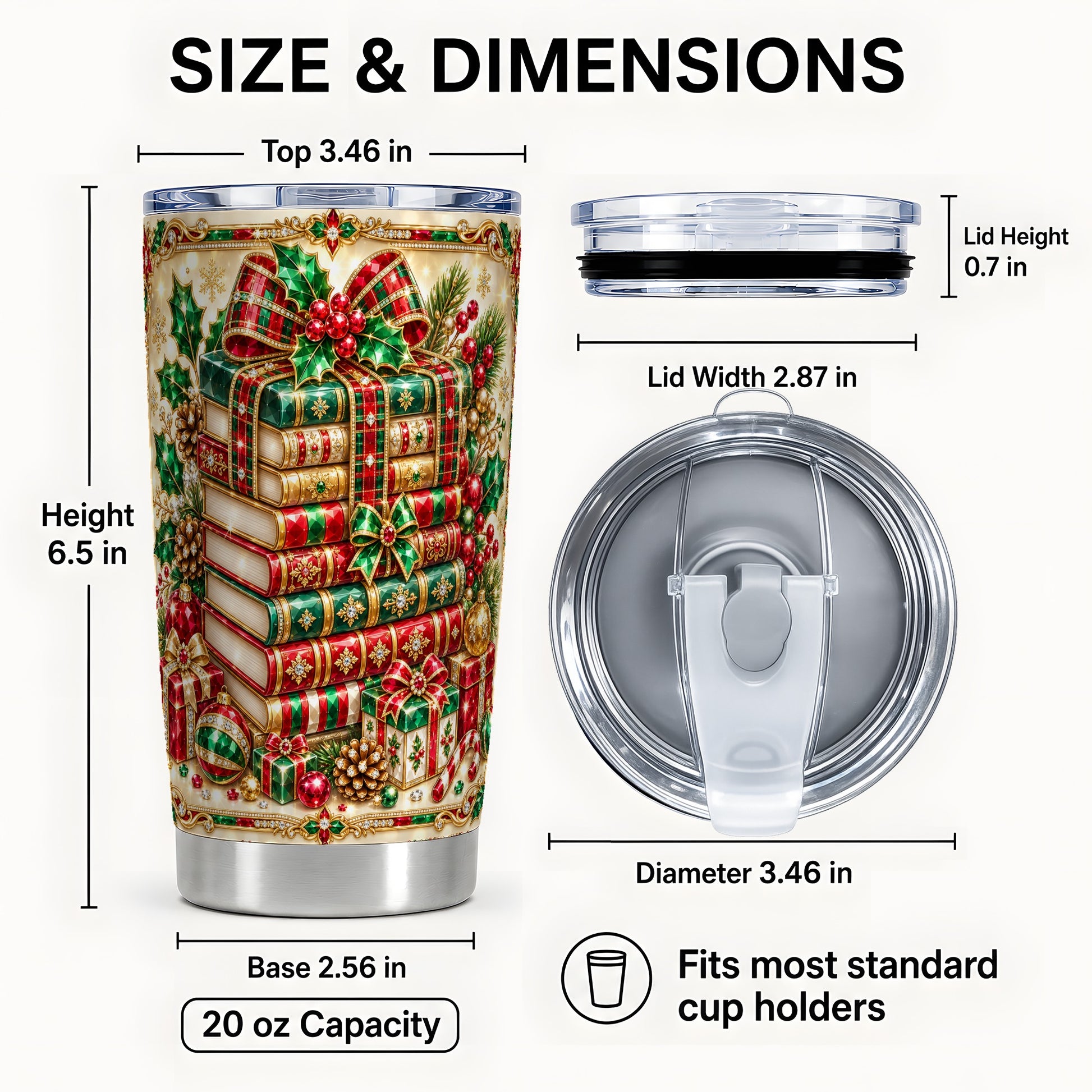 #pl[20oz|Steel] Gemlike Books 20oz Tumbler, Holiday Tumbler, Stainless Steel Travel Cup