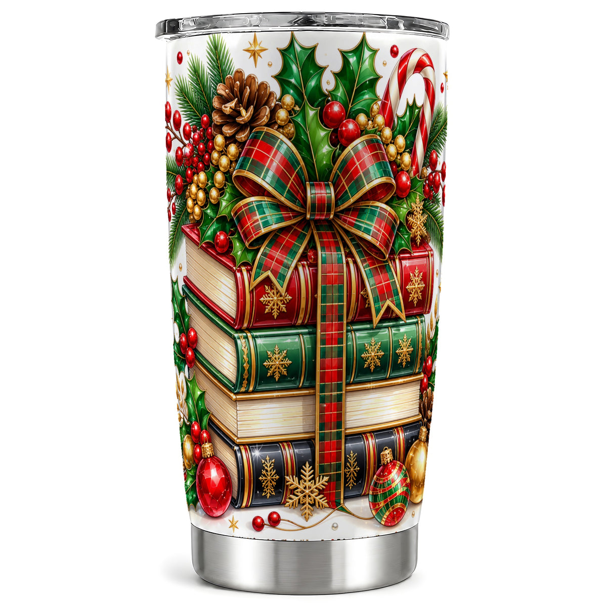 Classic Books 20oz Tumbler, Christmas Tumbler, Stainless Steel Travel Cup