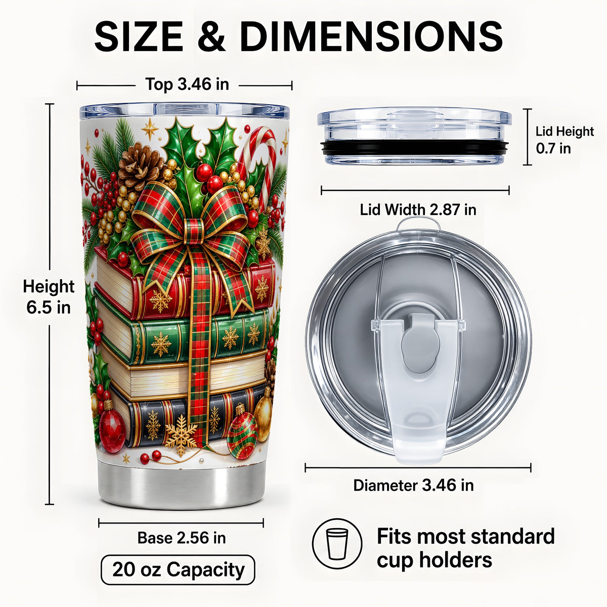 #pl[20oz|Steel] Classic Books 20oz Tumbler, Christmas Tumbler, Stainless Steel Travel Cup