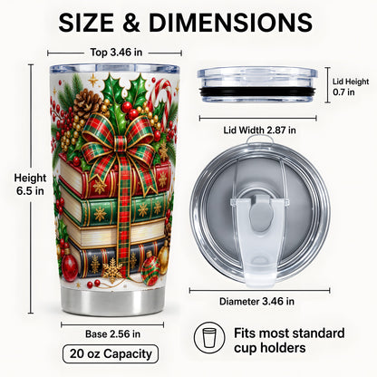 #pl[20oz|Steel] Classic Books 20oz Tumbler, Christmas Tumbler, Stainless Steel Travel Cup