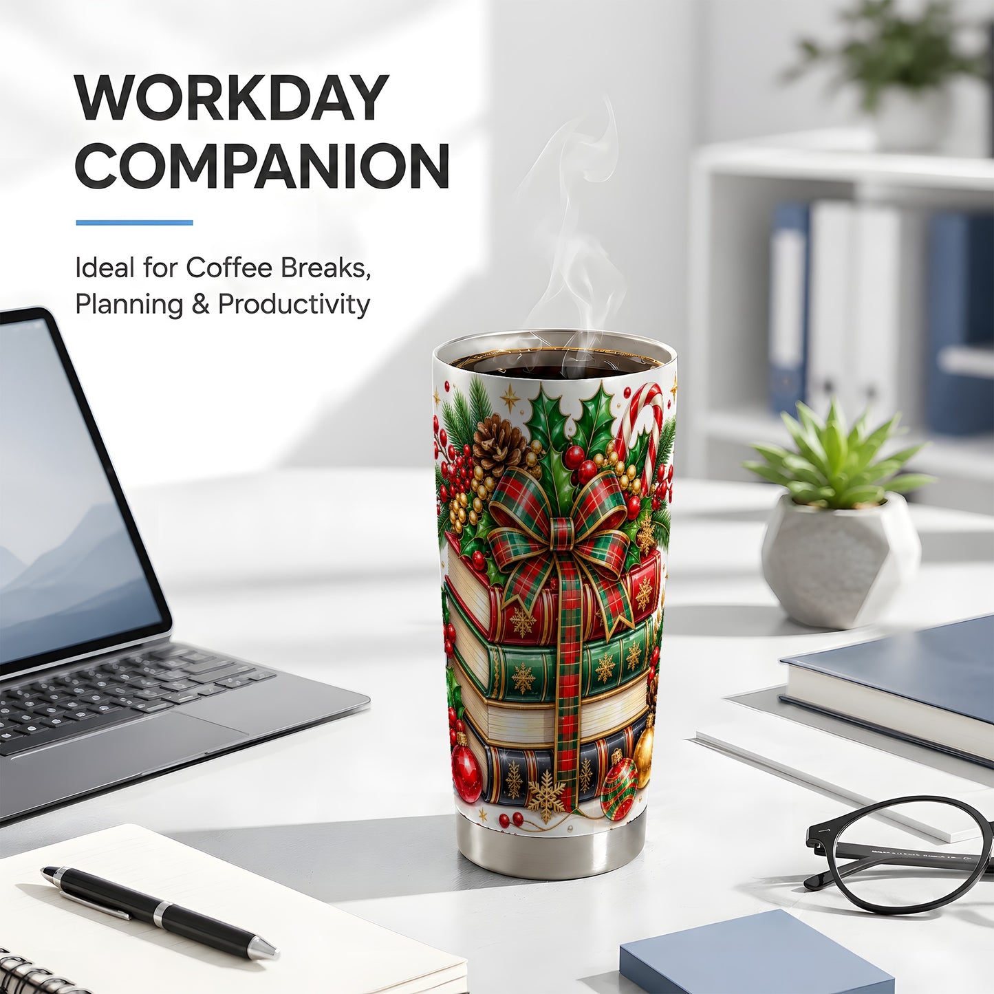 #pl[20oz|Steel] Classic Books 20oz Tumbler, Christmas Tumbler, Stainless Steel Travel Cup