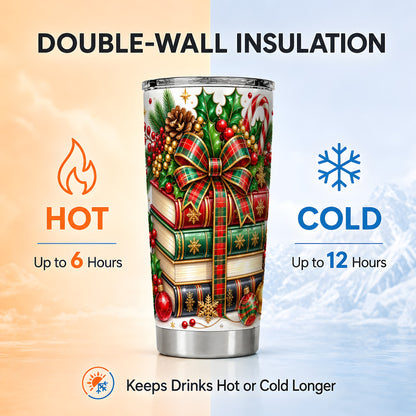 #pl[20oz|Steel] Classic Books 20oz Tumbler, Christmas Tumbler, Stainless Steel Travel Cup