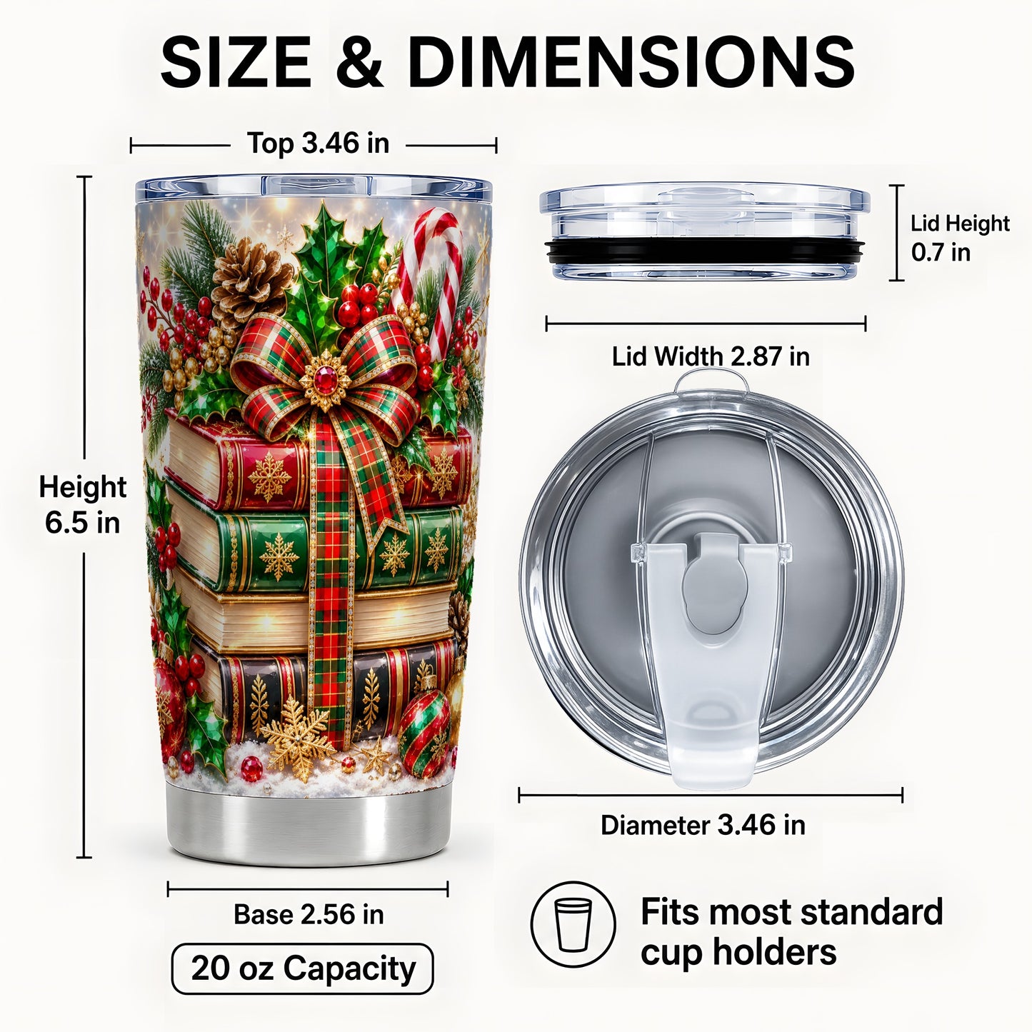 #pl[20oz|Steel] Sparkling Books 20oz Tumbler, Christmas Tumbler, Stainless Steel Travel Cup