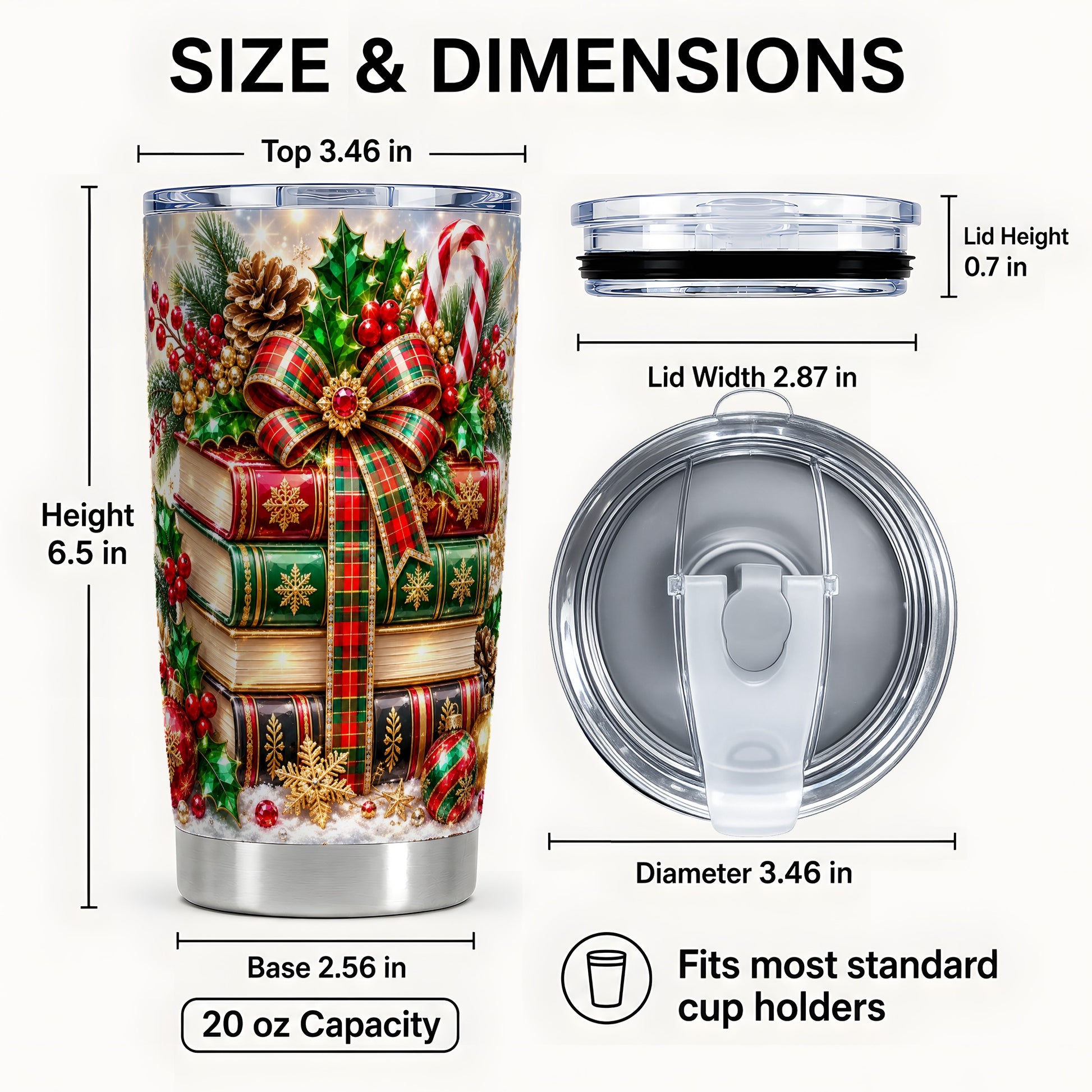#pl[20oz|Steel] Sparkling Books 20oz Tumbler, Christmas Tumbler, Stainless Steel Travel Cup