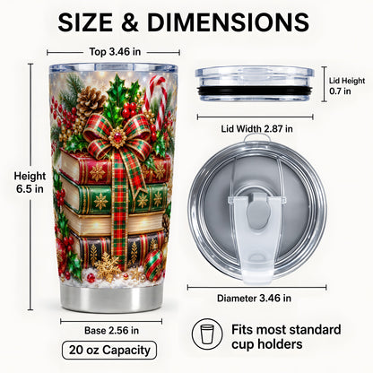 #pl[20oz|Steel] Sparkling Books 20oz Tumbler, Christmas Tumbler, Stainless Steel Travel Cup