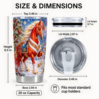 #pl[20oz|Steel] Christmas Horse Tumbler 20oz, Winter Tumbler, Stainless Steel Travel Cup