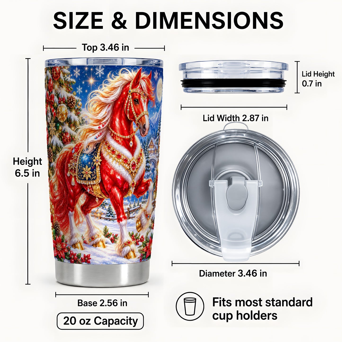 #pl[20oz|Steel] Jeweled Horse Tumbler 20oz, Christmas Tumbler, Stainless Steel Travel Cup
