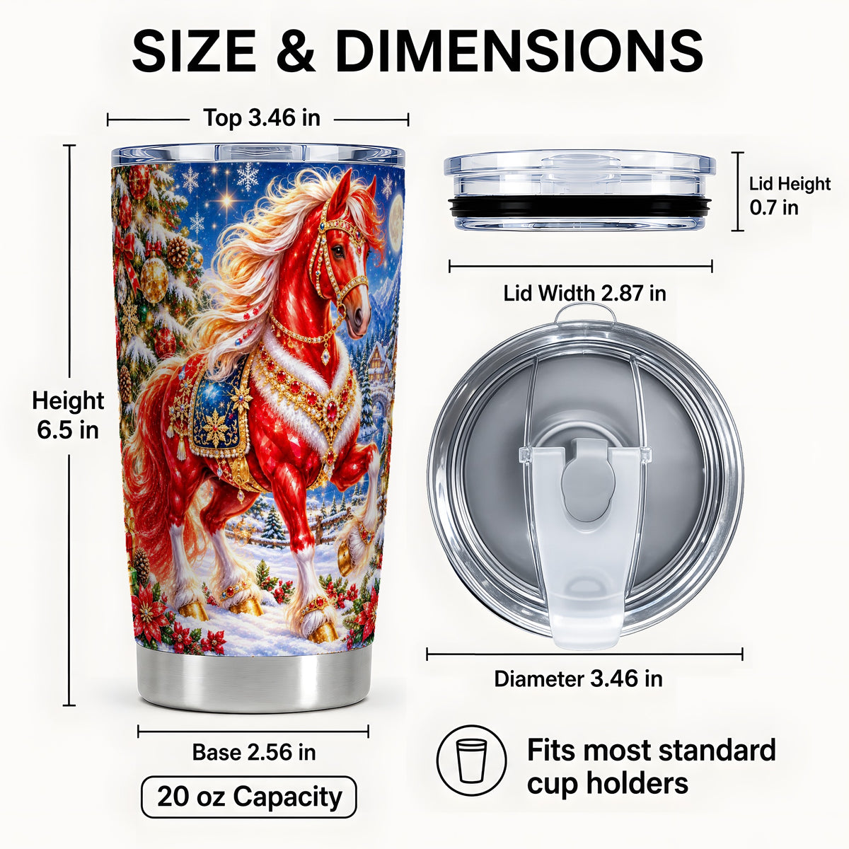#pl[20oz|Steel] Jeweled Horse Tumbler 20oz, Christmas Tumbler, Stainless Steel Travel Cup