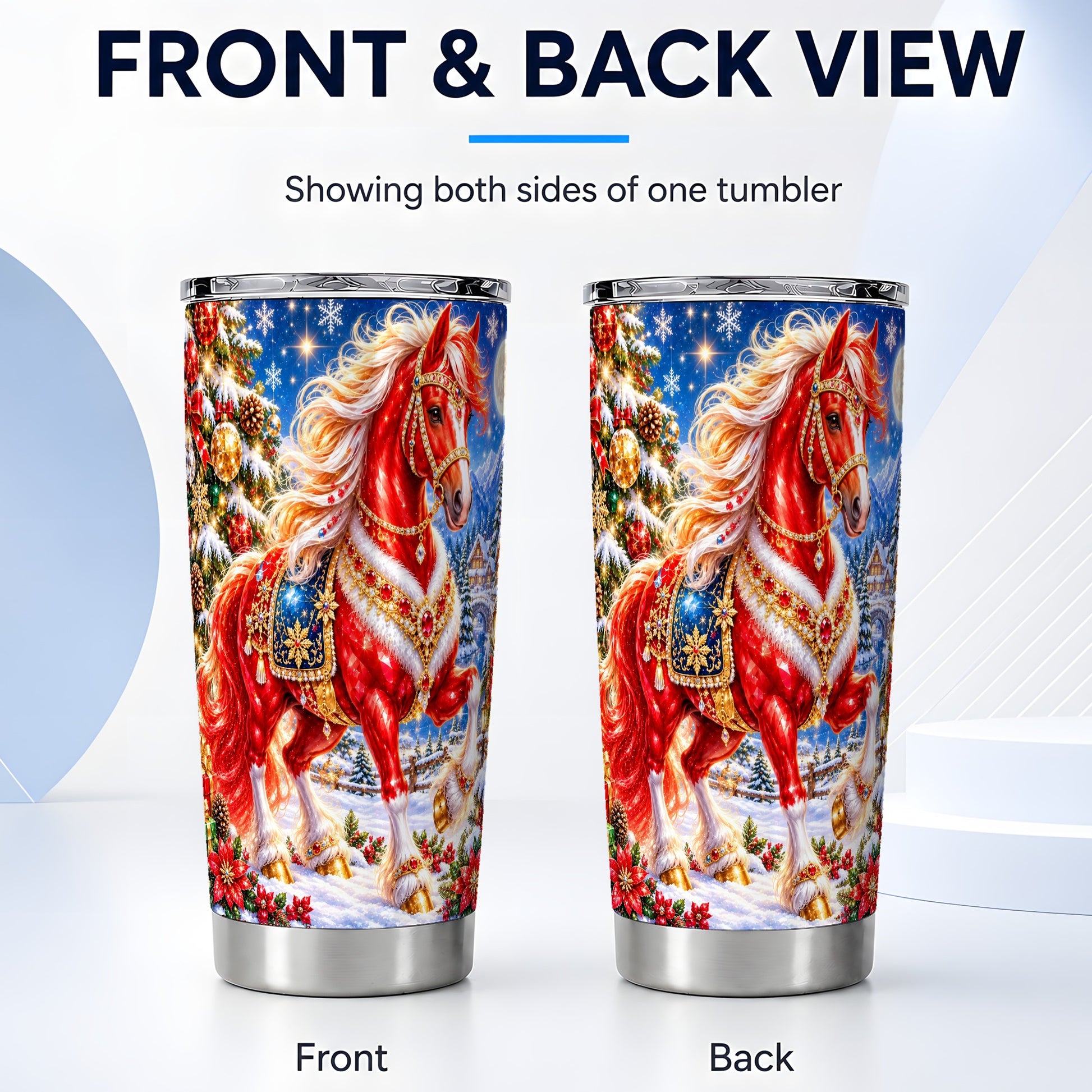 #pl[20oz|Steel] Jeweled Horse Tumbler 20oz, Christmas Tumbler, Stainless Steel Travel Cup