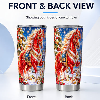 #pl[20oz|Steel] Jeweled Horse Tumbler 20oz, Christmas Tumbler, Stainless Steel Travel Cup