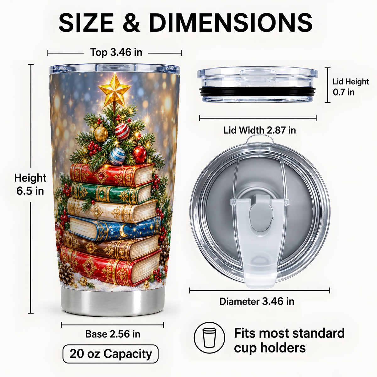 #pl[20oz|Steel] Jeweled Book Tree Tumbler 20oz, Holiday Tumbler, Stainless Steel Travel Cup