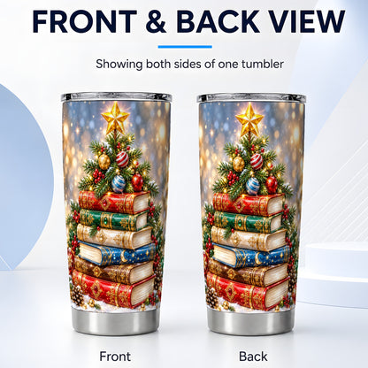 #pl[20oz|Steel] Jeweled Book Tree Tumbler 20oz, Holiday Tumbler, Stainless Steel Travel Cup