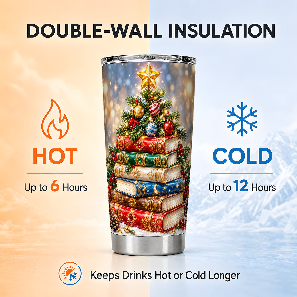 #pl[20oz|Steel] Jeweled Book Tree Tumbler 20oz, Holiday Tumbler, Stainless Steel Travel Cup