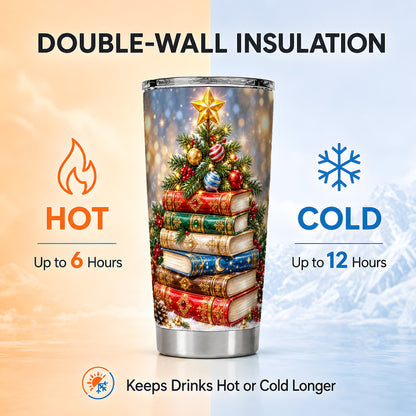#pl[20oz|Steel] Jeweled Book Tree Tumbler 20oz, Holiday Tumbler, Stainless Steel Travel Cup