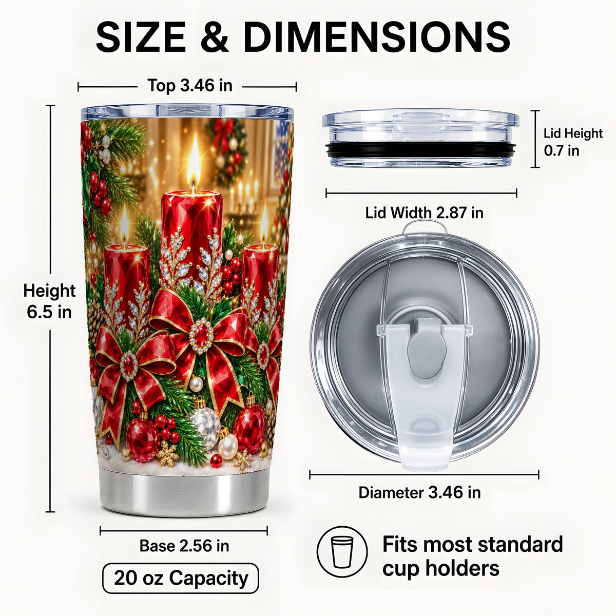 #pl[20oz|Steel] Christmas Candle Tumbler 20oz, Holiday Tumbler, Stainless Steel Travel Cup