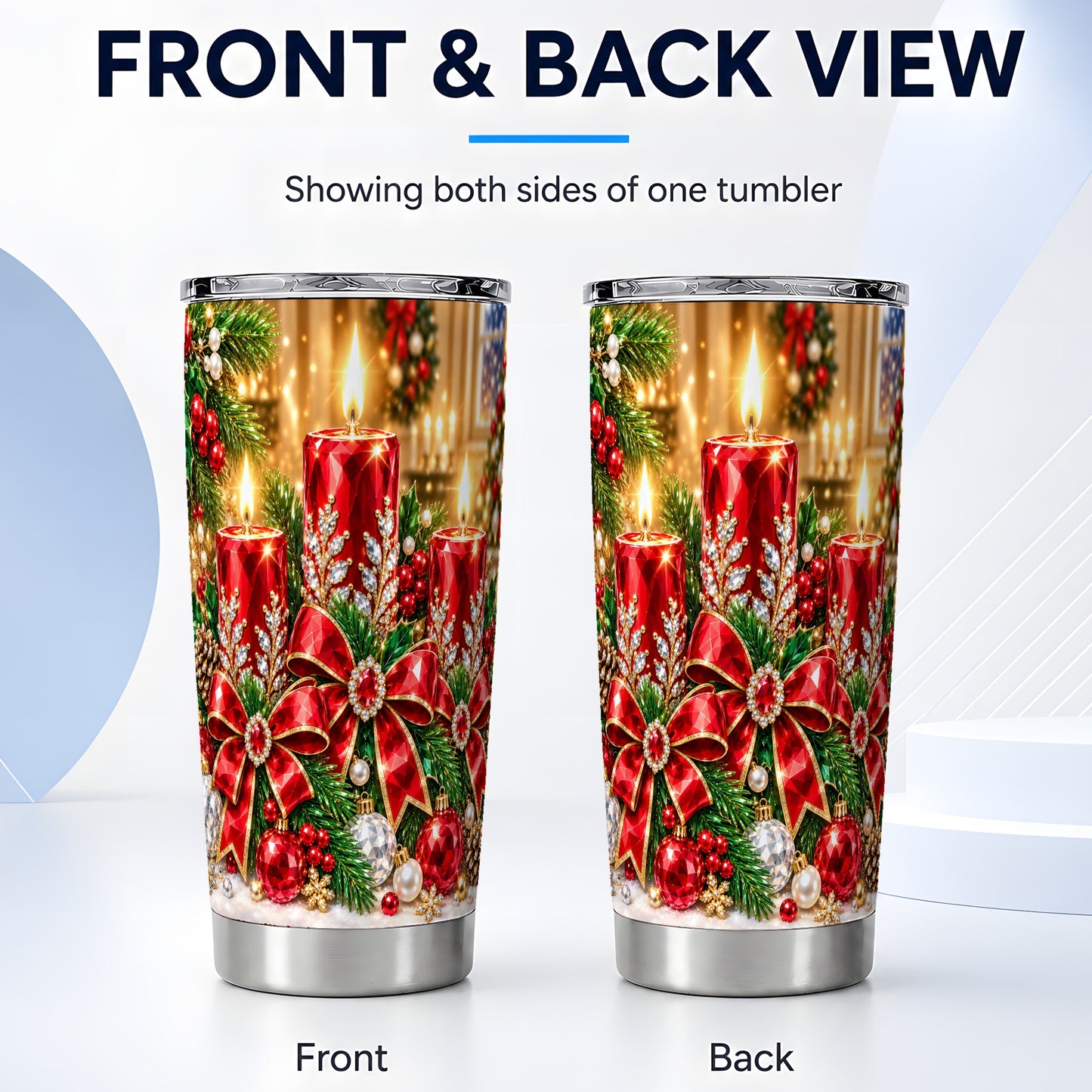 #pl[20oz|Steel] Christmas Candle Tumbler 20oz, Holiday Tumbler, Stainless Steel Travel Cup