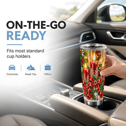 #pl[20oz|Steel] Christmas Candle Tumbler 20oz, Holiday Tumbler, Stainless Steel Travel Cup