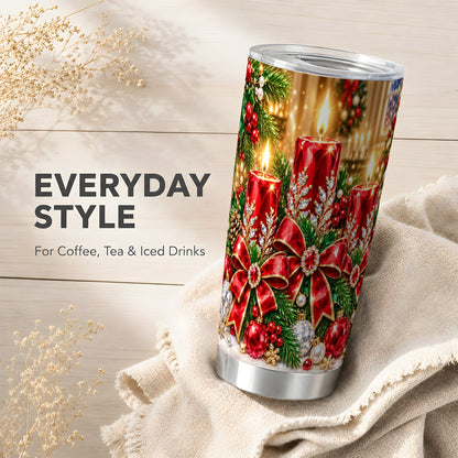 #pl[20oz|Steel] Christmas Candle Tumbler 20oz, Holiday Tumbler, Stainless Steel Travel Cup