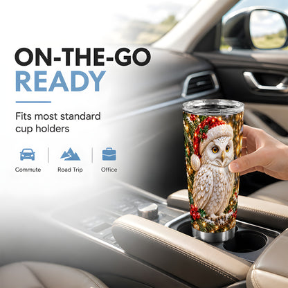 #pl[20oz|Steel] Christmas Snowy Owl Tumbler 20oz, Owl Tumbler, Stainless Steel Travel Cup