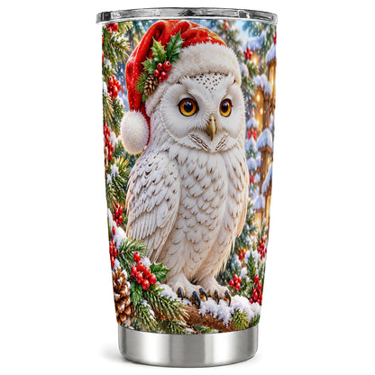 Snowy Village Owl Tumbler 20oz, Winter Tumbler, Stainless Steel Travel Cup