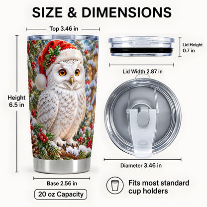 #pl[20oz|Steel] Snowy Village Owl Tumbler 20oz, Winter Tumbler, Stainless Steel Travel Cup