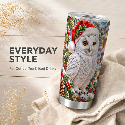 #pl[20oz|Steel] Snowy Village Owl Tumbler 20oz, Winter Tumbler, Stainless Steel Travel Cup