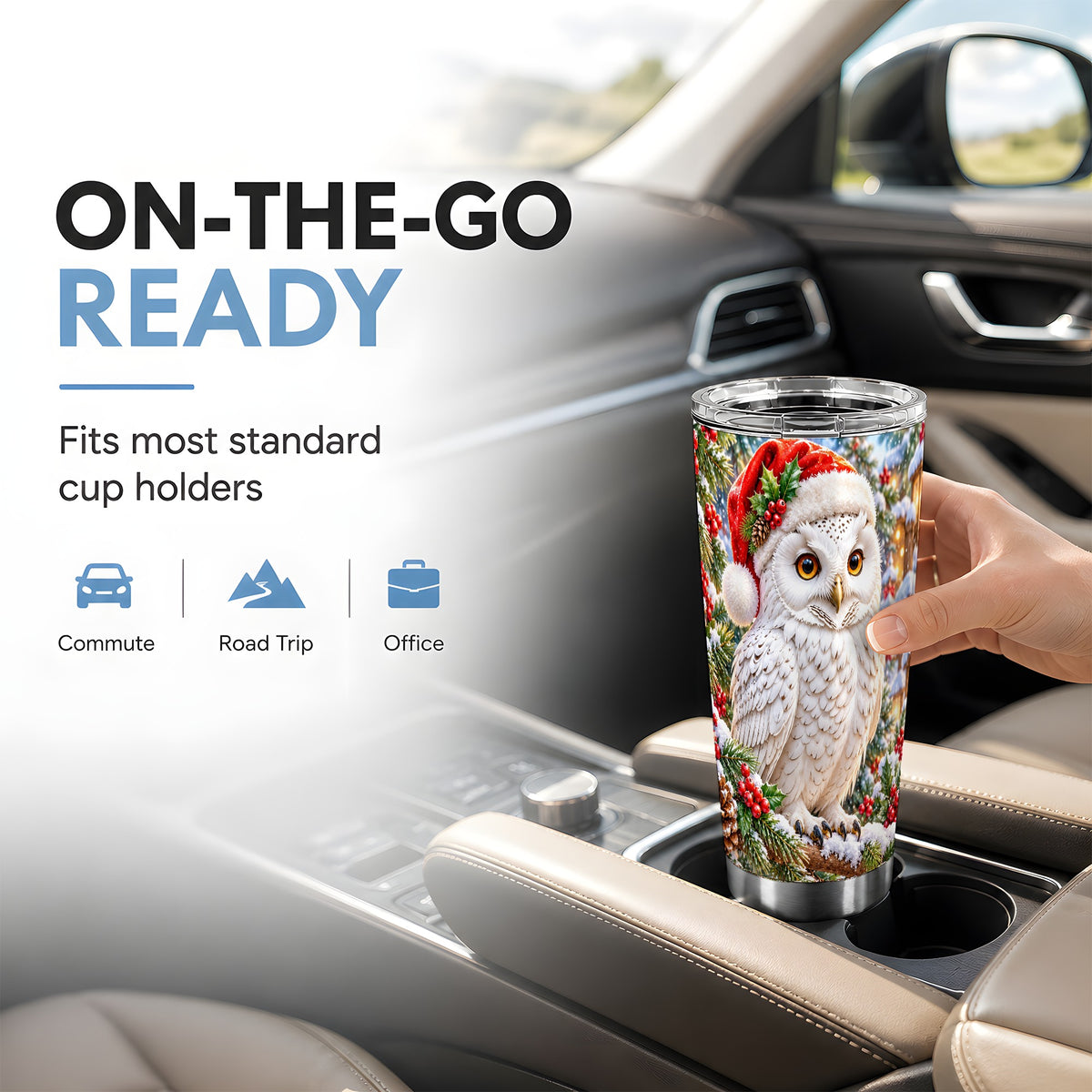 #pl[20oz|Steel] Snowy Village Owl Tumbler 20oz, Winter Tumbler, Stainless Steel Travel Cup