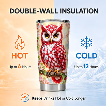 #pl[20oz|Steel] Floral Owl 20oz Tumbler, Blossom Owl Tumbler, Stainless Steel Travel Cup