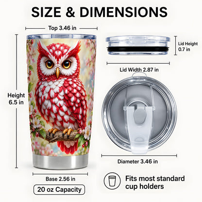#pl[20oz|Steel] Floral Owl 20oz Tumbler, Blossom Owl Tumbler, Stainless Steel Travel Cup