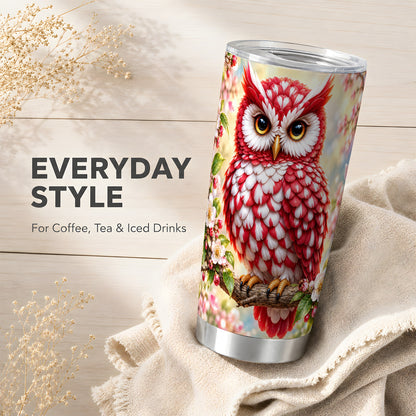 #pl[20oz|Steel] Floral Owl 20oz Tumbler, Blossom Owl Tumbler, Stainless Steel Travel Cup