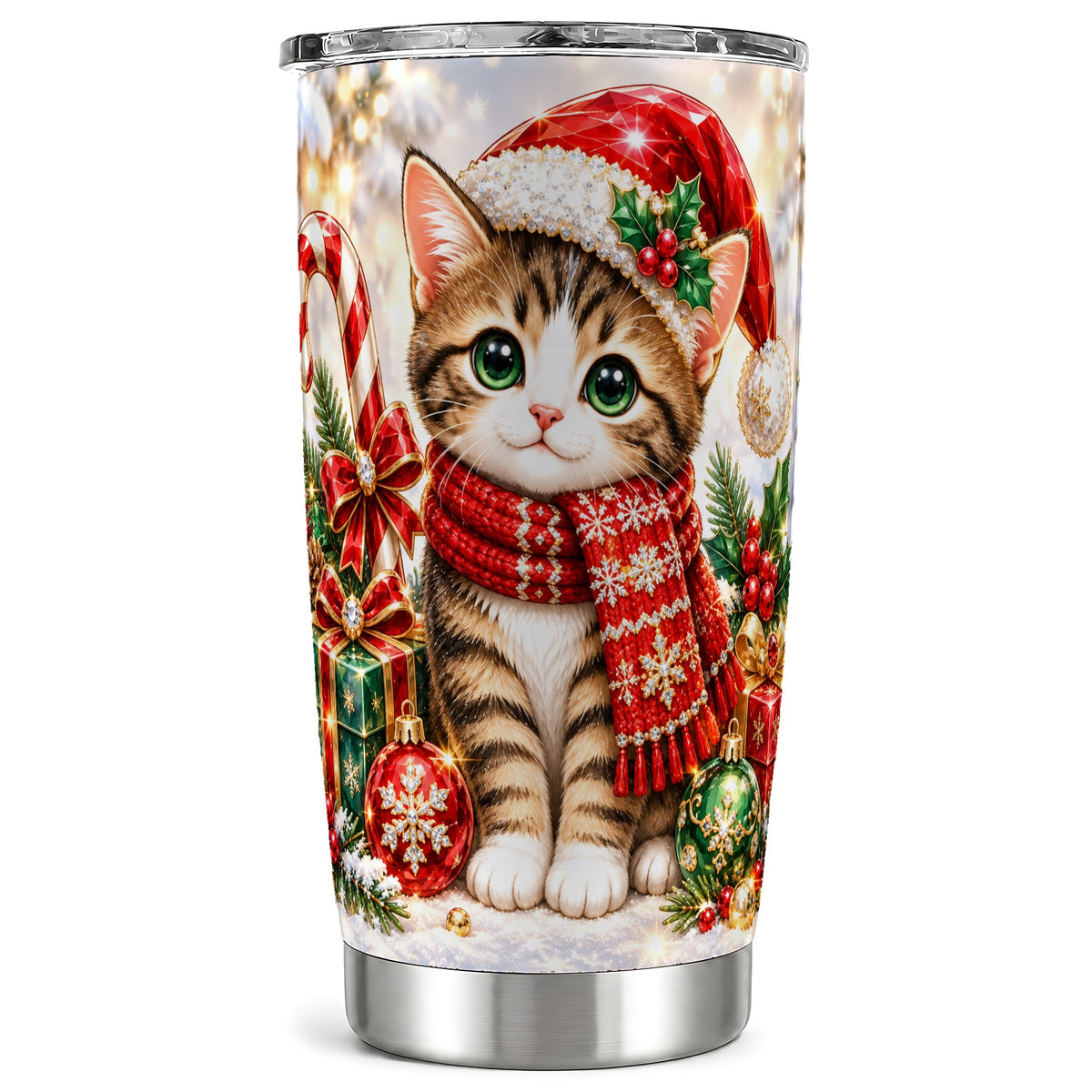 Sparkling Kitten Tumbler 20oz, Cat Tumbler, Stainless Steel Travel Cup