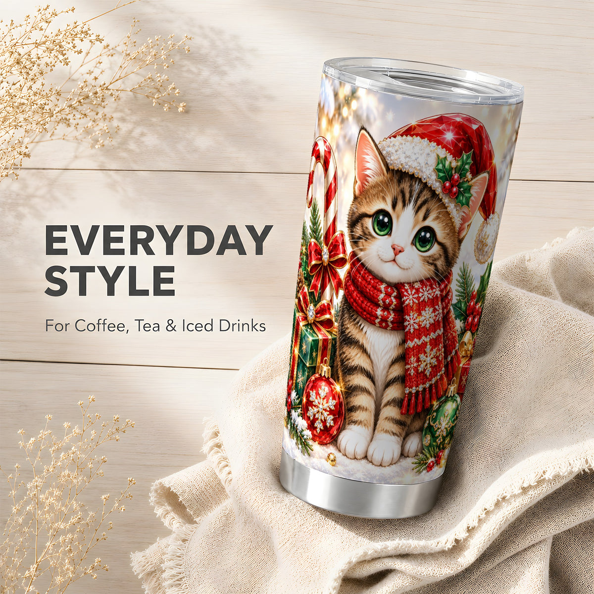 #pl[20oz|Steel] Sparkling Kitten Tumbler 20oz, Cat Tumbler, Stainless Steel Travel Cup