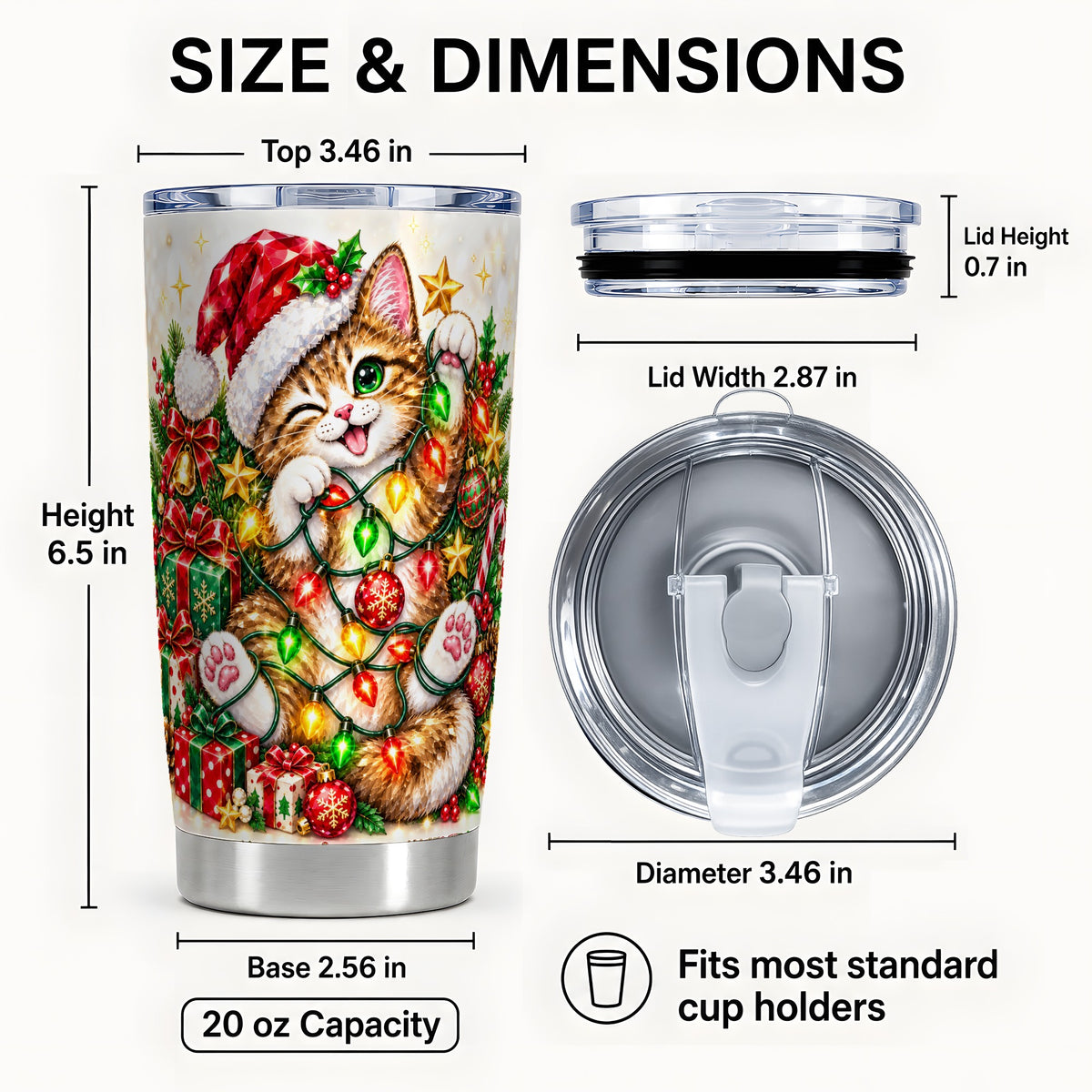#pl[20oz|Steel] Sparkling Cat Tumbler 20oz, Kitten Tumbler, Stainless Steel Travel Cup