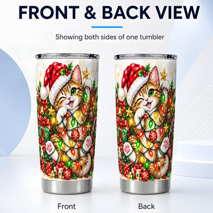 #pl[20oz|Steel] Sparkling Cat Tumbler 20oz, Kitten Tumbler, Stainless Steel Travel Cup