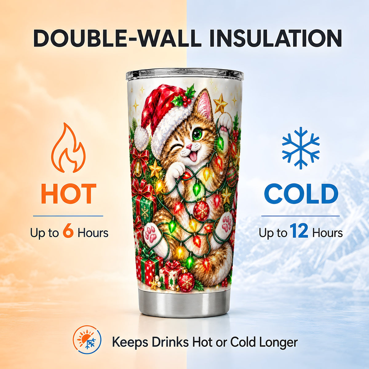 #pl[20oz|Steel] Sparkling Cat Tumbler 20oz, Kitten Tumbler, Stainless Steel Travel Cup